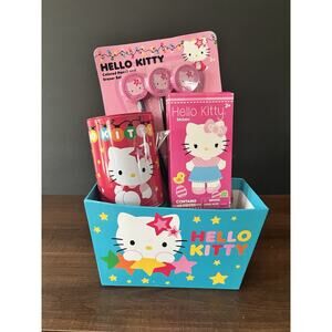 HELLO KITTY Easter Holiday Box Of Coin Bank Colored Pencils Erasers Stickers New